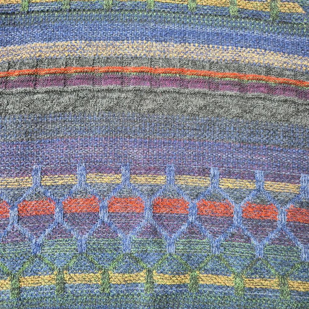 VTG Northern Isles Sweater Multi Color Men Large Geometric Knit Crewneck USA EUC